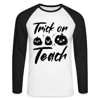 Halloween Trick Or Teach I Halloween School Teache - Unisex Baseballshirt langarm - Weiß/Schwarz - Vorne - Nik (191cm)