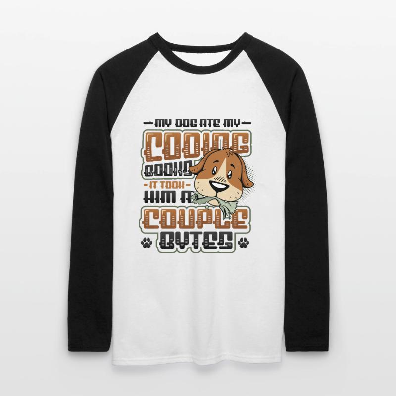 Dog Bytes Code Programmation de blagues informatiques T-shirt baseball manches longues Homme