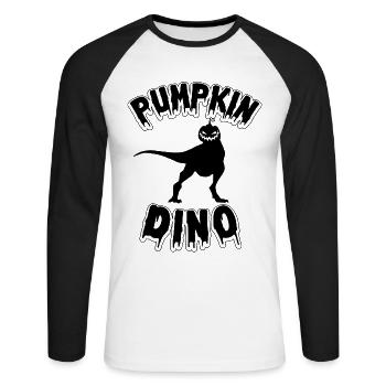 Halloween Pumpkin Dino I Funny Pumpkin Dinosaur - Unisex Long Sleeve Baseball T-Shirt - white/black - Front - Nik (191cm)
