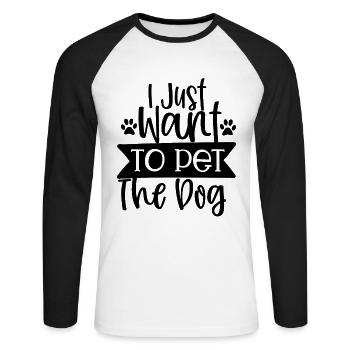 Je veux juste caresser le chien - T-shirt baseball manches longues Homme - blanc/noir - Devant - Nik (191cm)