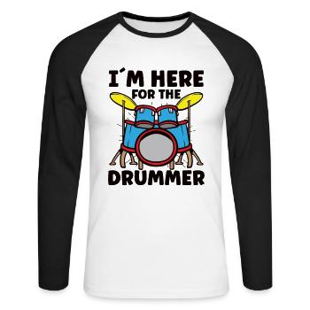 Batteur Batterie Musique Batterie Batterie - T-shirt baseball manches longues Homme - blanc/noir - Devant - Nik (191cm)