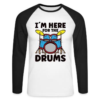 Batteur Batterie Musique Batterie Batterie - T-shirt baseball manches longues Homme - blanc/noir - Devant - Nik (191cm)