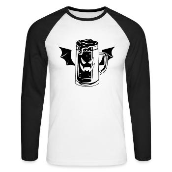 Halloween Beer Vampire I Funny Beer Vampire - Unisex Long Sleeve Baseball T-Shirt - white/black - Front - Nik (191cm)