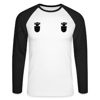 Axolotl Chest Pocket Funny Axolotl Cute Axolotl - Unisex Long Sleeve Baseball T-Shirt - white/black - Front - Nik (191cm)
