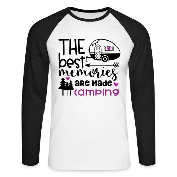 Camping Erinnerungen Wandershirt - Unisex Baseballshirt langarm - Weiß/Schwarz - Vorne - Nik (191cm)