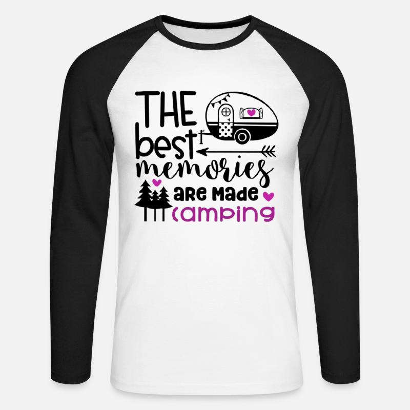 Camping Erinnerungen Wandershirt - Unisex Baseballshirt langarm - Weiß/Schwarz