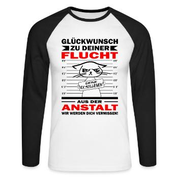 Abschiedsgeschenk Kollege - Jobwechsel - Unisex Baseballshirt langarm - Weiß/Schwarz - Vorne - Nik (191cm)