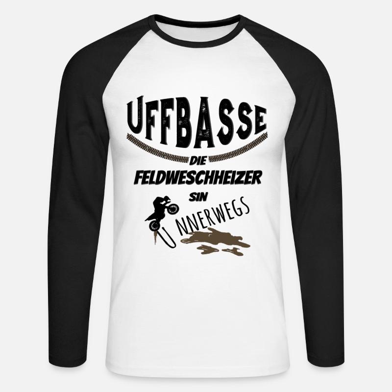 Uffbasse Feldweschheizer - Unisex Baseballshirt langarm - Weiß/Schwarz