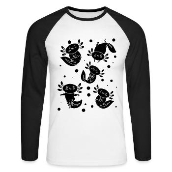 Axolotl Many Axolotls Kawaii Axolotls - Unisex Long Sleeve Baseball T-Shirt - white/black - Front - Nik (191cm)