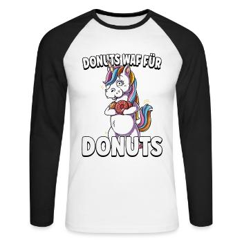Einhorn Fisch - Unisex Baseballshirt langarm - Weiß/Schwarz - Vorne - Nik (191cm)