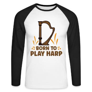 Harfenmusikinstrument Harfenlehrer - Unisex Baseballshirt langarm - Weiß/Schwarz - Vorne - Nik (191cm)