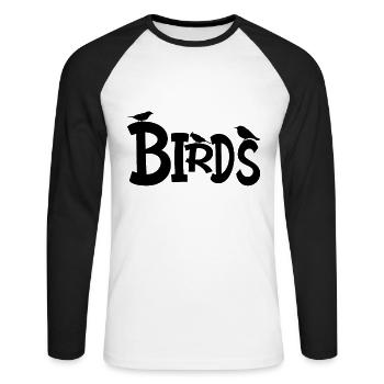Birds - Budgie - Birdwatcher Gift idea - Unisex Baseballshirt langarm - Weiß/Schwarz - Vorne - Nik (191cm)