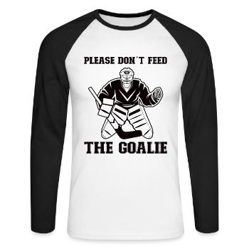 Ice Hockey Player Funny Ice Hockey Team Goalkeeper - Unisex Long Sleeve Baseball T-Shirt - white/black - Front - Nik (191cm)