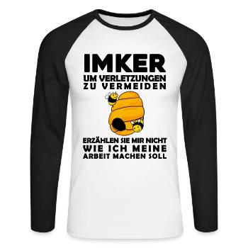 Imker Imkerei Honig Bienen - Unisex Baseballshirt langarm - Weiß/Schwarz - Vorne - Nik (191cm)