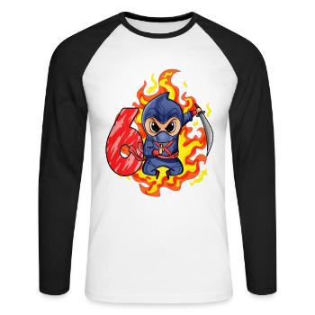 6th Birthday Boy 6 years old Ninja - Unisex Long Sleeve Baseball T-Shirt - white/black - Front - Nik (191cm)