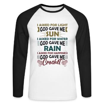 Crocheter des fils chanceux - T-shirt baseball manches longues Homme - blanc/noir - Devant - Nik (191cm)