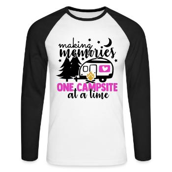 Camping Erinnerungen Natur Outdoor Berge - Unisex Baseballshirt langarm - Weiß/Schwarz - Vorne - Nik (191cm)