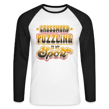 Les mots croisés sont mon sport - T-shirt baseball manches longues Homme - blanc/noir - Devant - Nik (191cm)