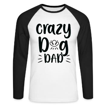 Verrückter Hundepapa - Unisex Baseballshirt langarm - Weiß/Schwarz - Vorne - Nik (191cm)