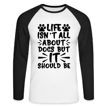 La vie ne concerne pas seulement les chiens - T-shirt baseball manches longues Homme - blanc/noir - Devant - Nik (191cm)