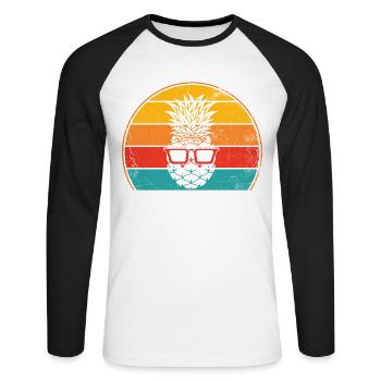 Pineapple sunglasses retro design For - Unisex Long Sleeve Baseball T-Shirt - white/black - Front - Nik (191cm)