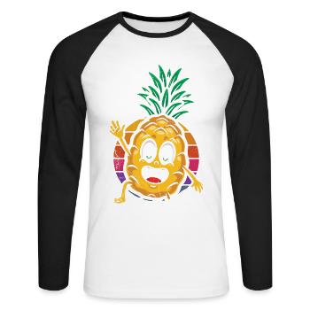 Pineapple retro design For beach lovers Pineapple - Unisex Long Sleeve Baseball T-Shirt - white/black - Front - Nik (191cm)