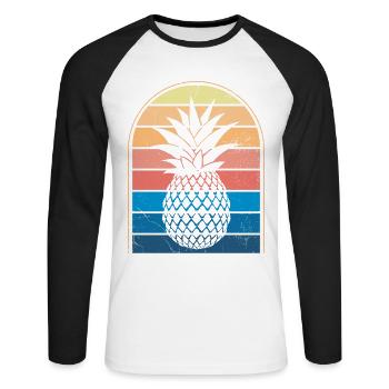 Pineapple retro design For beach lovers Pineapple - Unisex Long Sleeve Baseball T-Shirt - white/black - Front - Nik (191cm)