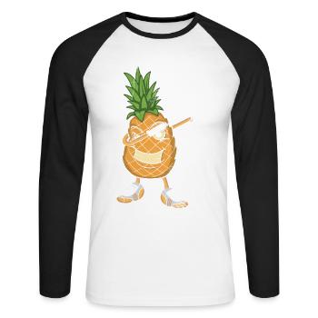 Dabbing pineapple design For beach lovers - Unisex Long Sleeve Baseball T-Shirt - white/black - Front - Nik (191cm)
