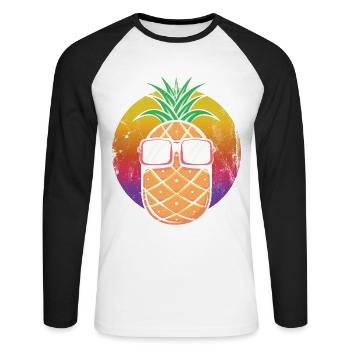 Ananas-sonnenbrillen-design Für Strandliebhaber - Unisex Baseballshirt langarm - Weiß/Schwarz - Vorne - Nik (191cm)