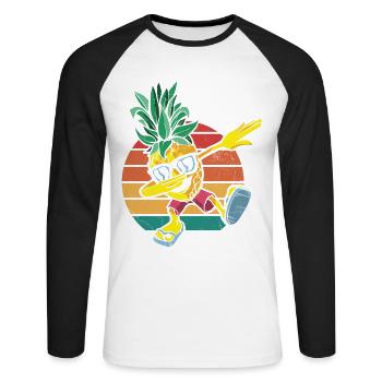 Dabbing Pineapple Sunglasses Design For The - Unisex Long Sleeve Baseball T-Shirt - white/black - Front - Nik (191cm)