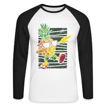 Dabbing Pineapple Sunglasses Design For The - Unisex Long Sleeve Baseball T-Shirt - white/black - Front - Nik (191cm)
