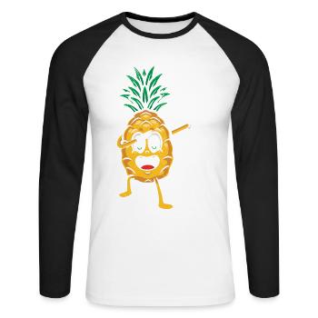 Dabbing pineapple design For beach lovers - Unisex Long Sleeve Baseball T-Shirt - white/black - Front - Nik (191cm)