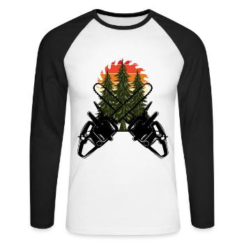 Tronçonneuse Axe Forester Bûcheron Scie Chaîne - T-shirt baseball manches longues Homme - blanc/noir - Devant - Nik (191cm)