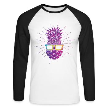 Pineapple Sunglasses Design For Beach Lovers - Unisex Long Sleeve Baseball T-Shirt - white/black - Front - Nik (191cm)