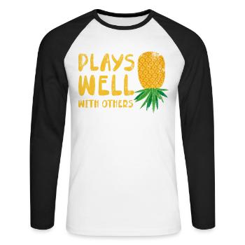 Plays well with other designs for beach lovers - Unisex Long Sleeve Baseball T-Shirt - white/black - Front - Nik (191cm)