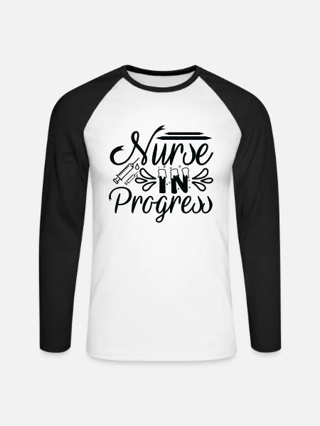 Krankenschwester in Progress - Unisex Baseballshirt langarm - Weiß/Schwarz