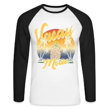 Vacay-modus pineapple pine design For beach - Unisex Long Sleeve Baseball T-Shirt - white/black - Front - Nik (191cm)