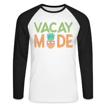 Vacay Mode Ananas Design Für Strandliebhaber - Unisex Baseballshirt langarm - Weiß/Schwarz - Vorne - Nik (191cm)