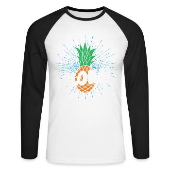 Aloha-ananas-design Für Strandliebhaber Ananas - Unisex Baseballshirt langarm - Weiß/Schwarz - Vorne - Nik (191cm)