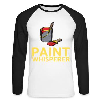 Paint Whisperer Decorator Design pour les peintres - T-shirt baseball manches longues Homme - blanc/noir - Devant - Nik (191cm)