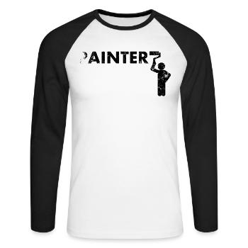 Maler-dekorateur-design Pour les peintres-artistes - T-shirt baseball manches longues Homme - blanc/noir - Devant - Nik (191cm)