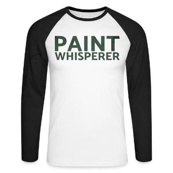 Paint Whisperer Decorator Design pour les peintres - T-shirt baseball manches longues Homme - blanc/noir - Devant - Nik (191cm)