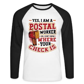 Lustige Postangestellte Postamt - Unisex Baseballshirt langarm - Weiß/Schwarz - Vorne - Nik (191cm)
