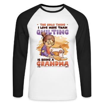Nähen Quilter Oma Quilten - Unisex Baseballshirt langarm - Weiß/Schwarz - Vorne - Nik (191cm)