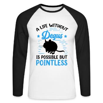 Leben ohne Degu chilenisches Nagetier Degu - Unisex Baseballshirt langarm - Weiß/Schwarz - Vorne - Nik (191cm)