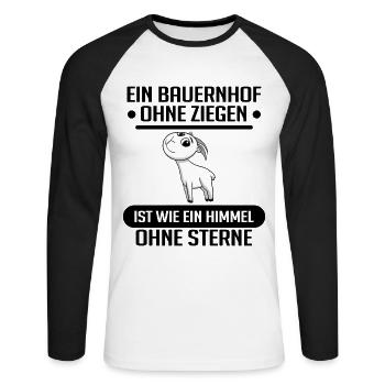 Ziege Ziegenbock Bock - Unisex Baseballshirt langarm - Weiß/Schwarz - Vorne - Nik (191cm)