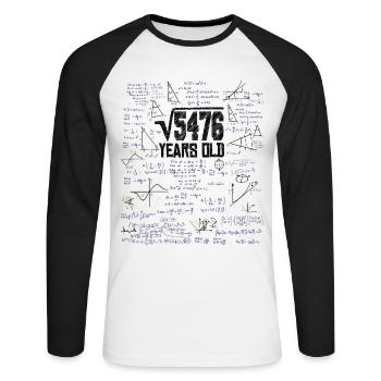 Square Root of 5476 Math Nerd 74th Birthday - Unisex Long Sleeve Baseball T-Shirt - white/black - Front - Nik (191cm)