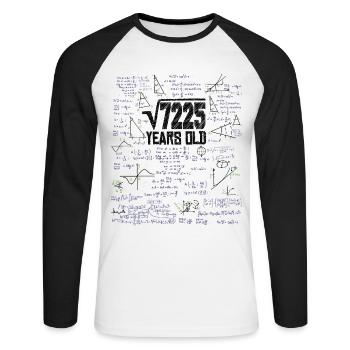 Square Root of 7225 Math Nerd 85th Birthday - Unisex Long Sleeve Baseball T-Shirt - white/black - Front - Nik (191cm)