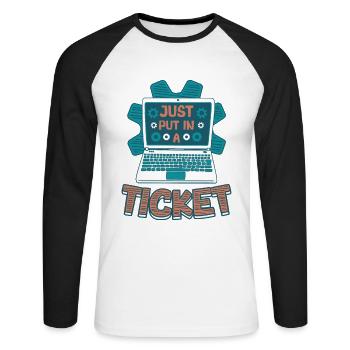 Einfach Ein Ticket Öffnen Help Desk Tech Support - Unisex Baseballshirt langarm - Weiß/Schwarz - Vorne - Nik (191cm)