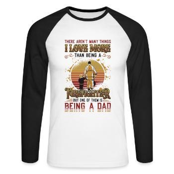 Firefighter Stolz Firefighter Papa - Unisex Long Sleeve Baseball T-Shirt - white/black - Front - Nik (191cm)